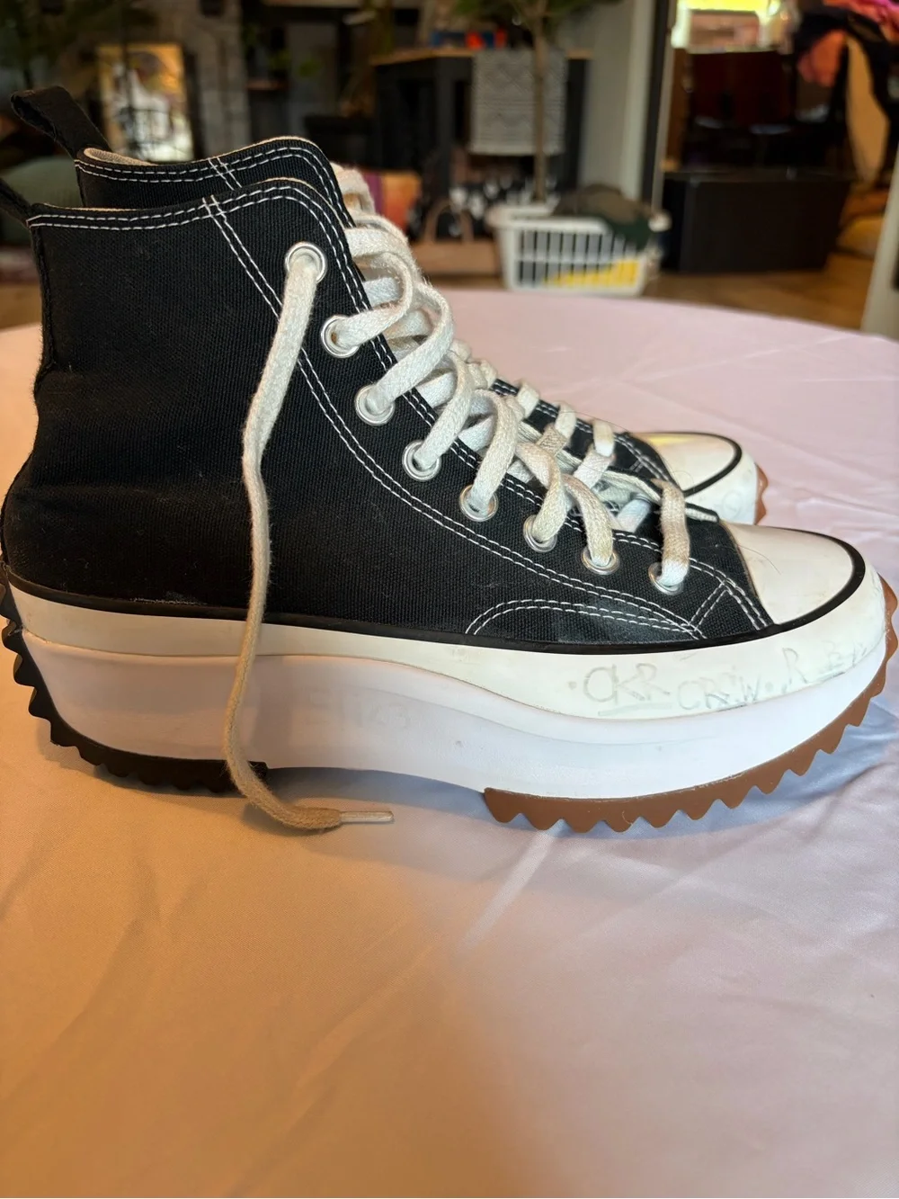 Converse Black and Cream Platform High-Top Sneakers
